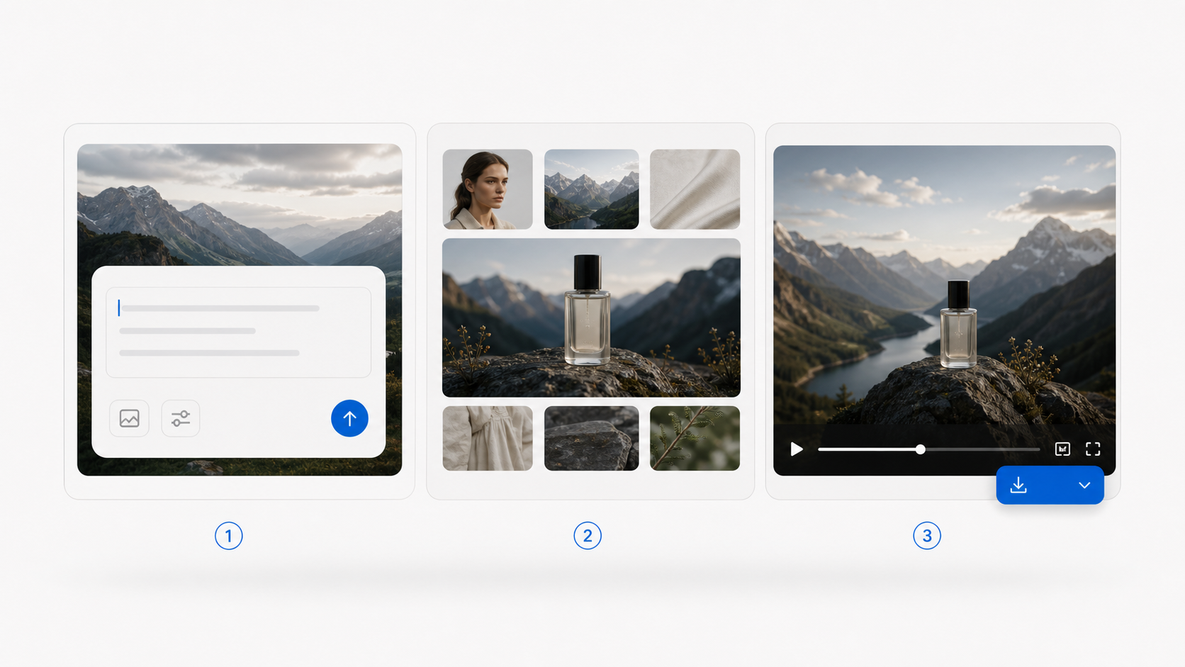 Three-step Seedance 2.5 workflow from prompt to references to video export